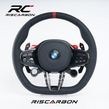 RISCARBON CS Multifunction Rotary Controller Leather Steering Wheel for BMW G30 G20 G11 G12 G13 G14 G05 G06 G30 G31 G02 G01 M Performance