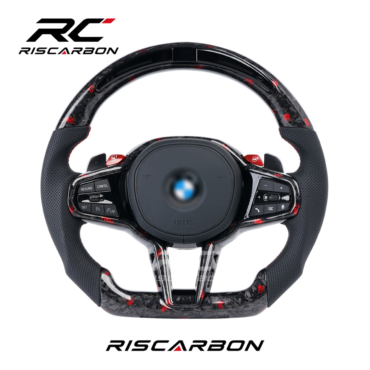 RISCARBON CS Forged Carbon Fiber Steering Wheel for BMW G30 G20 G32 G20 G21 G22 G23 G26 G01 G02 G28 G31 G87 Direct Fit Plug and Play