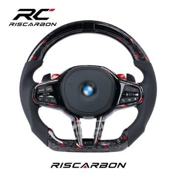 RISCARBON CS Forged Carbon Fiber Steering Wheel for BMW G30 G20 G32 G20 G21 G22 G23 G26 G01 G02 G28 G31 G87 Direct Fit Plug and Play