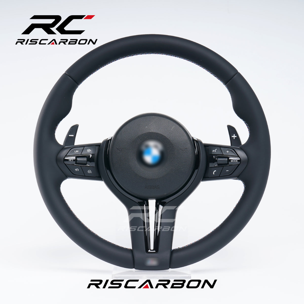 RISCARBON Factory Supply M-Sport Full Leather Sports Steering Wheel for BMW F30 F10 F21 F22 F15 F16 F45 F32 F33 E70 E90 X1 X2 X3 X5Models
