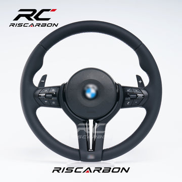 RISCARBON Factory Supply M-Sport Full Leather Sports Steering Wheel for BMW F30 F10 F21 F22 F15 F16 F45 F32 F33 E70 E90 X1 X2 X3 X5Models