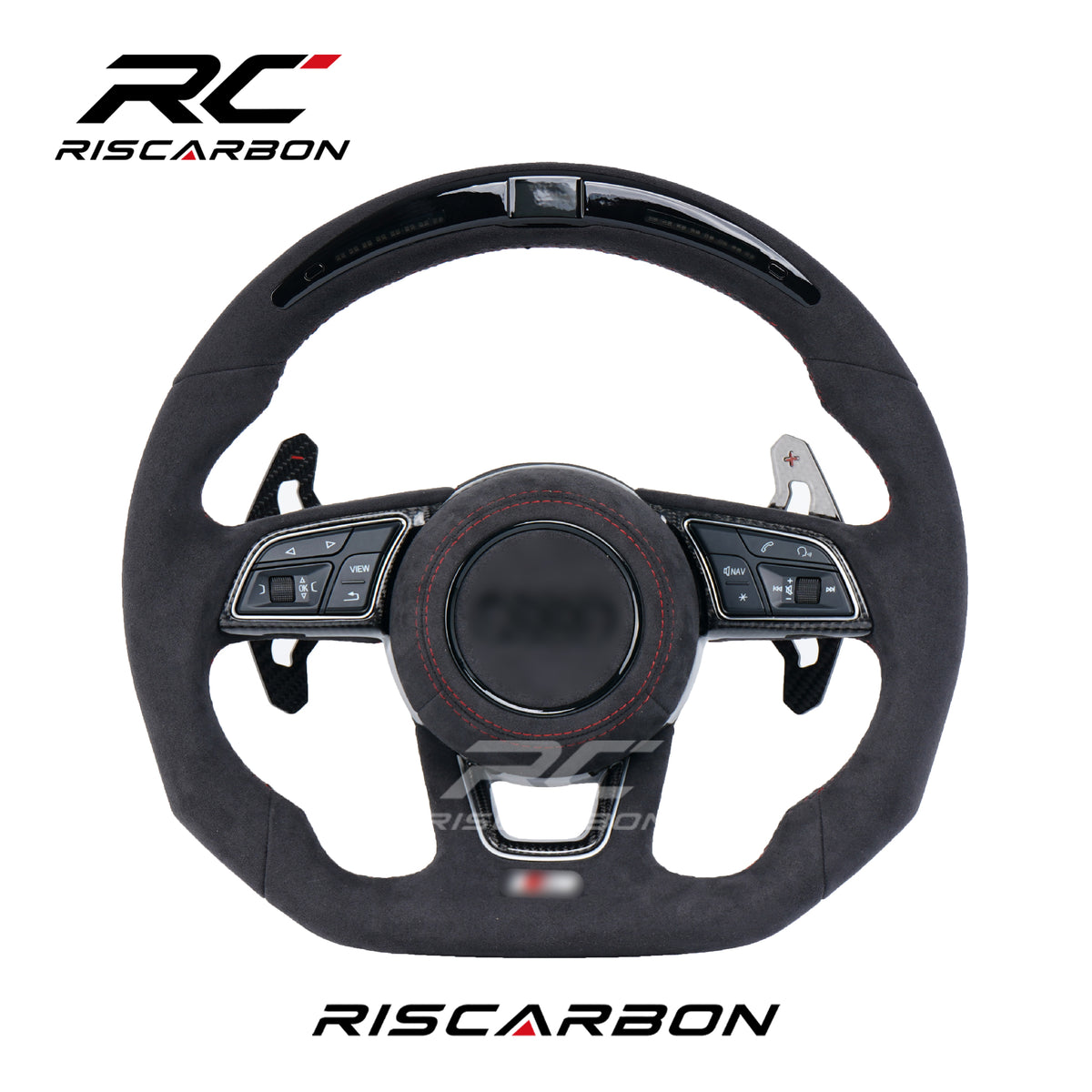 RISCARBON New Upgrade Suede Car Steering Wheel for Audi 2014 2015 2016 B9 Q5 A3 S3 TTS B8 B8.5 B8 B9 4F Q3 Q5 8V HOT SALE With LED
