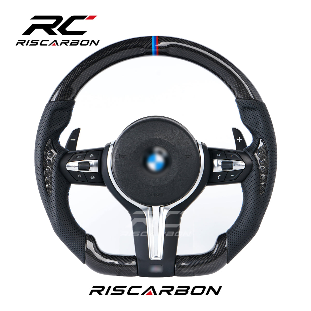 RISCARBON Carbon Fiber Car Steering Wheel for BMW F01F15 F20 F22 F25 F31 F30 F12 F16 F21 F40 F52 New Upgrade M-Sport
