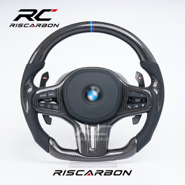 RISCARBON Flat Bottom Real Carbon Fiber Steering Wheel for BMW G21 G22 G23 G20 G30 G01 G02 G08 G31 G38 G01 G05 X3 X4 X5 Plug and Play