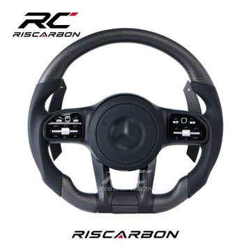 RISCARBON Matte Carbon Fiber Car Steering Wheel for Mercedes-Benz W204 W205 W207 W211 W212 W213 W221 W222 AMGC E S G-Class Direct Fit