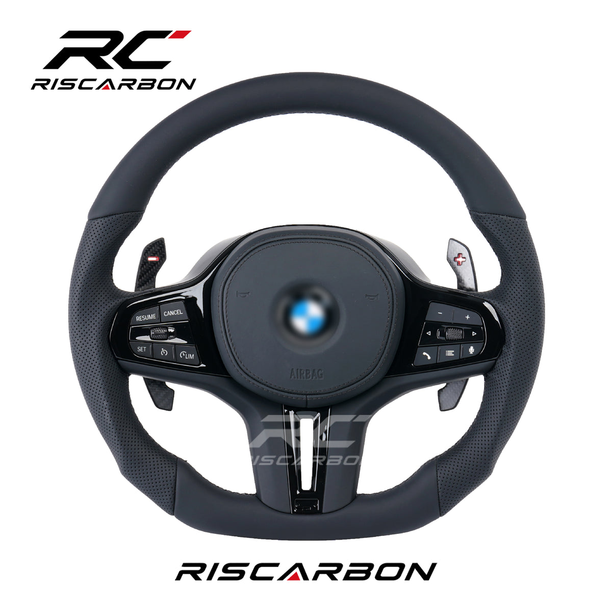 RISCARBON High-Quality Full Leather Car Steering Wheel for BMW  X3 X4 X5 X6  G01 G02 G08  G21 G22 G23 G20 G28 G30  G31 G38 M340i M440i