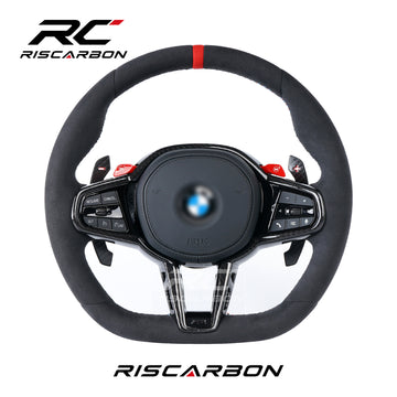 RISCARBON Hot Sale CS Full Suede Car Steering Wheel for BMW  X3 X4 X5 X6  G01 G02 G08  G21 G22 G23 G20 G28 G30  G31 G38 M340i M440i
