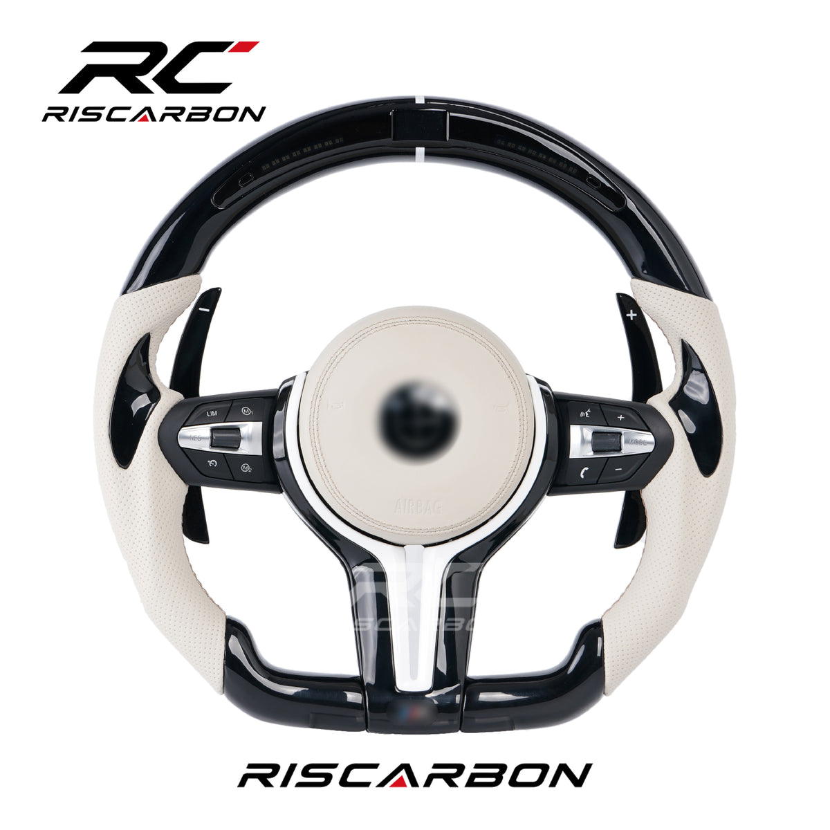 RISCARBON New Upgrade Factory Supply Manufacturer With LED Carbon Fiber Car Steering Wheel for BMW F01 F15 F20 F22 F25 F31 F30 F12 F16