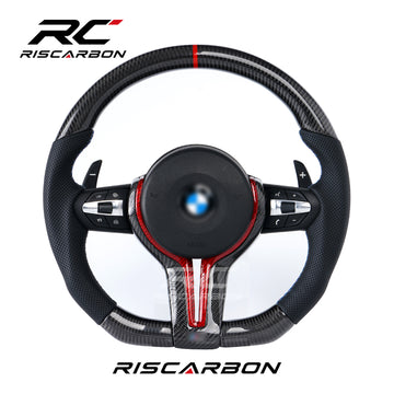 RISCARBON Modified High Carbon Fiber Perforated Leather Steering Wheel m Performance for BMW F10 F20 F22 F30 F40 F32 F36 F25 F11 F12 F18