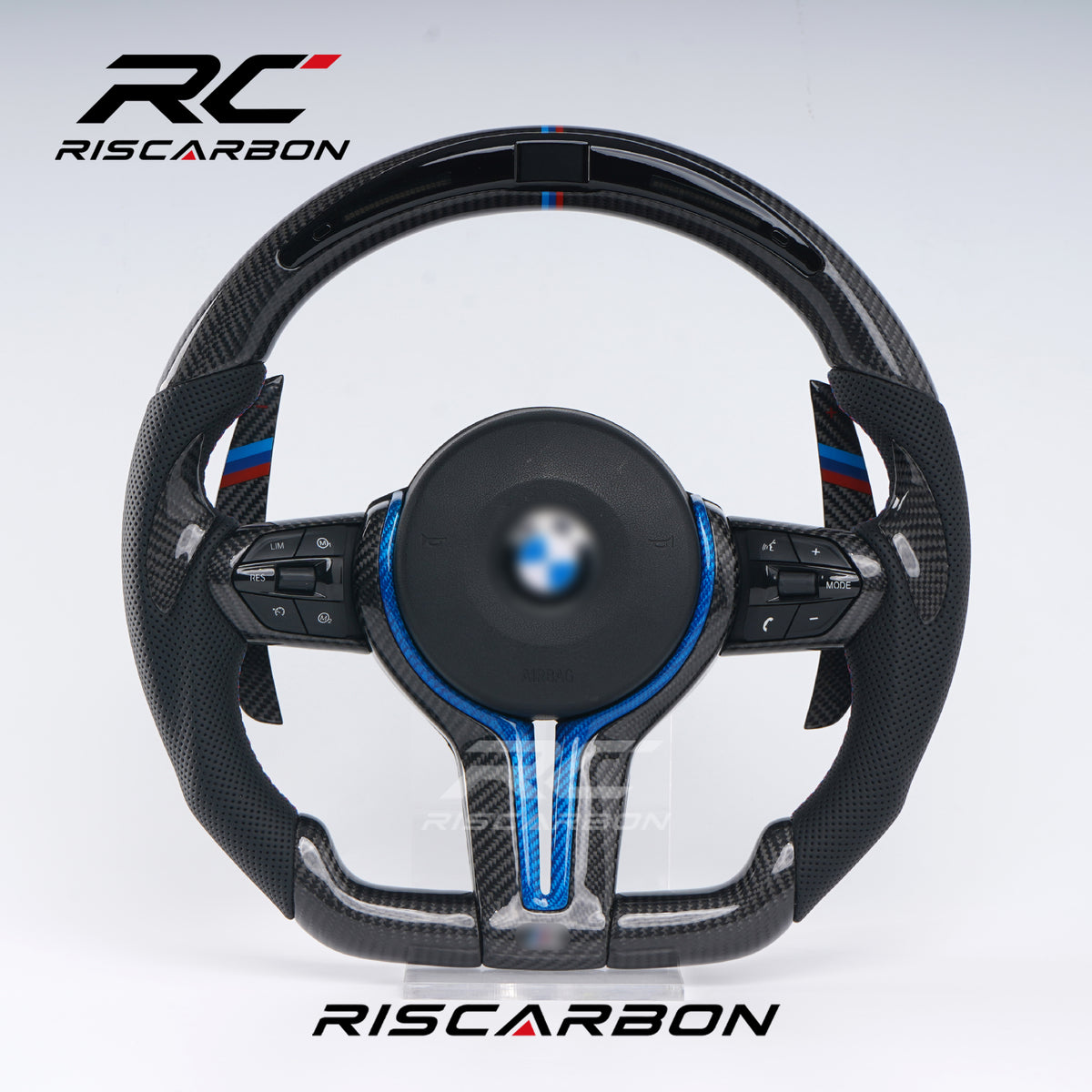 RISCARBON Customized Carbon Fiber Leather Car Steering Wheel for BMW X1X2 X3 F30 F10 F11 F12 F15 F20 F21 F22 F16 F01 F31 F25 F15 F02 with LED