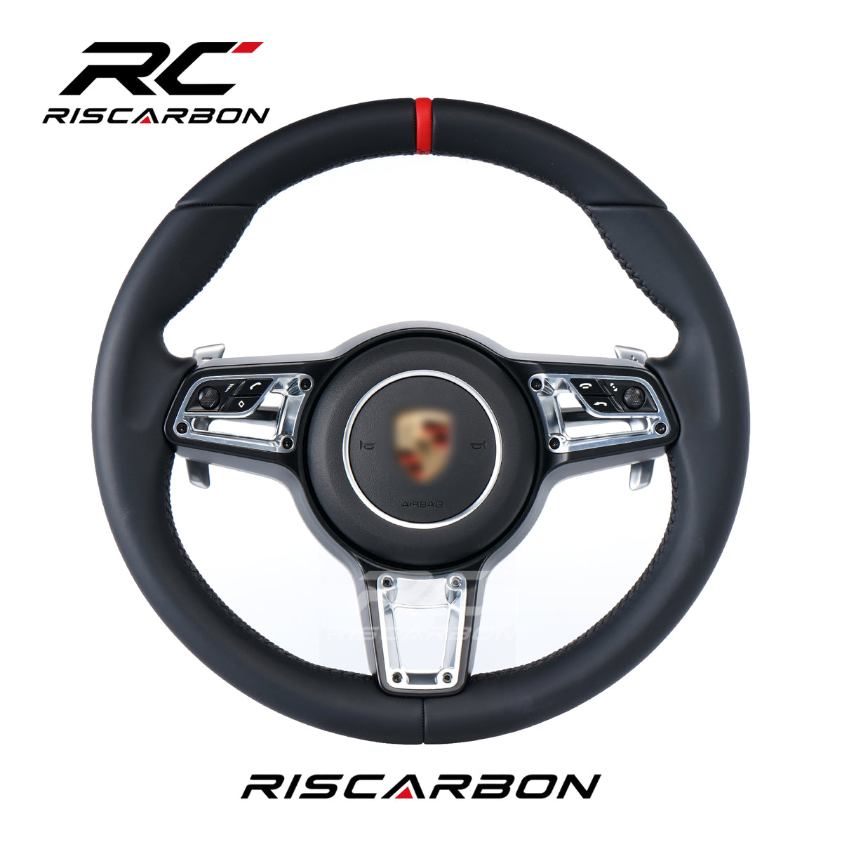 RISCARBON Car Custom High Quality Leather Steering Wheel for Porsche Panamera Macan Cayenne Cayman 911 718 987 970 958 997