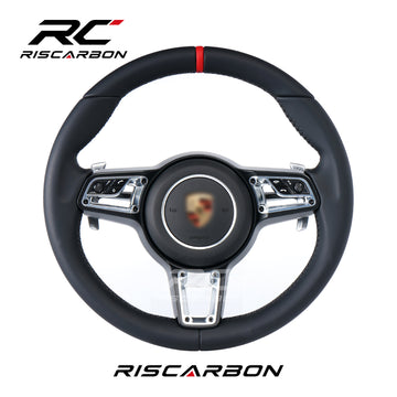 RISCARBON Car Custom High Quality Leather Steering Wheel for Porsche Panamera Macan Cayenne Cayman 911 718 987 970 958 997