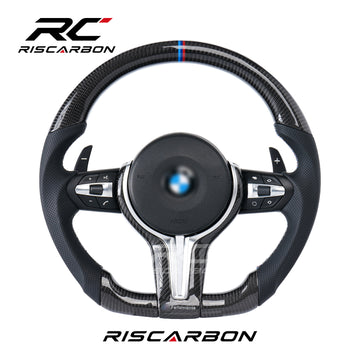 RISCARBON Plug and Play Luxury Steering Wheel for BMW E70 E71 E81 E82 E83 E84 E85 E87 E88 E89 E90 E91 E92 E93 M3 Upgrade Steering Wheel