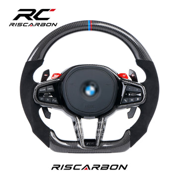 RISCARBON Fit for BMW G Series G20 G80 G22 G82 G30 G31 G32 G11 G12 G10 G25 G40 G42 G01 G02 New Style Auto Carbon Fiber CS Steering Wheel