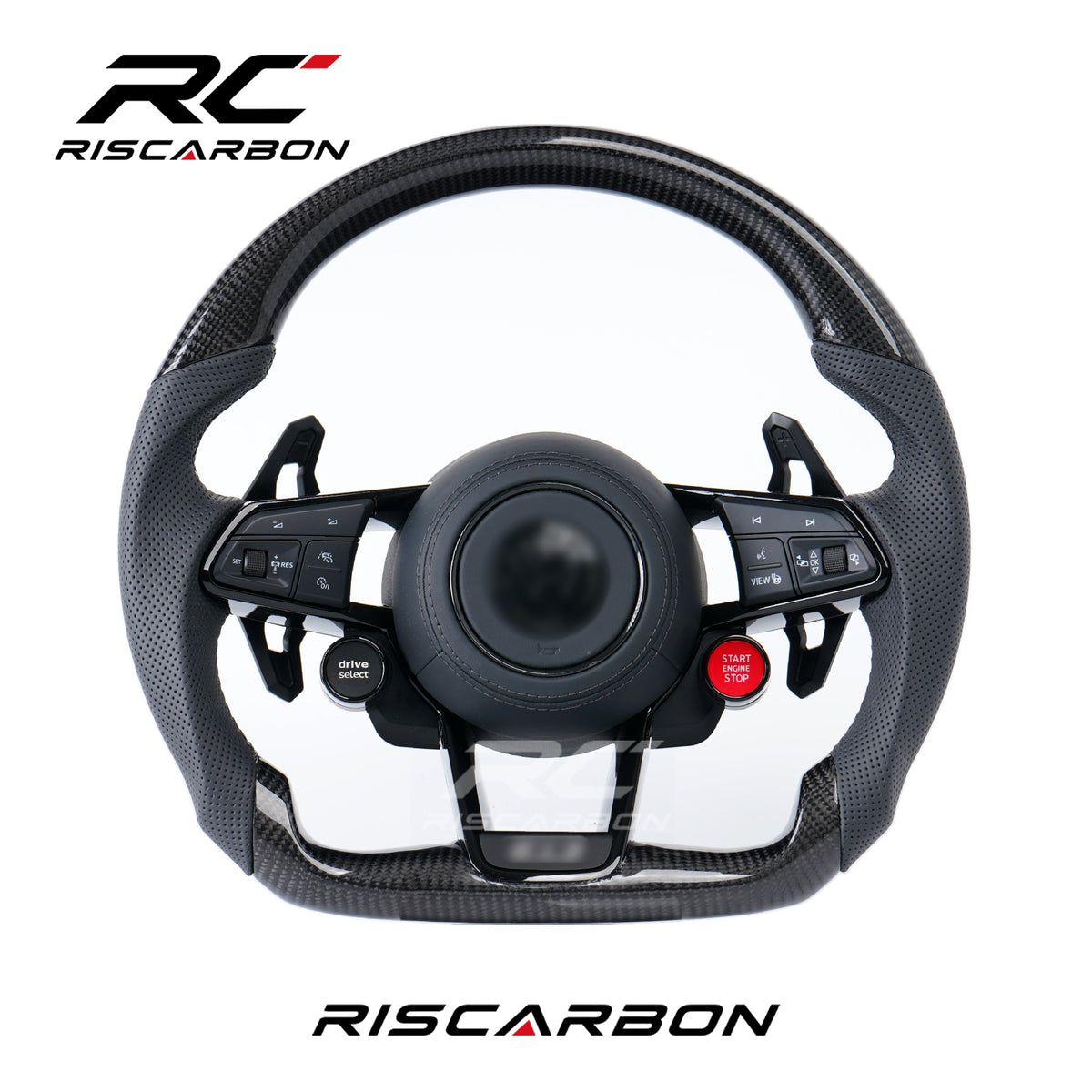 RISCARBON Factory Supply Carbon Fiber Leather Steering Wheel for VW Accessories VW Golf 5 6 7 R MK5 MK6 MK7 MK7.5 Gti Polo Passat Tiguan