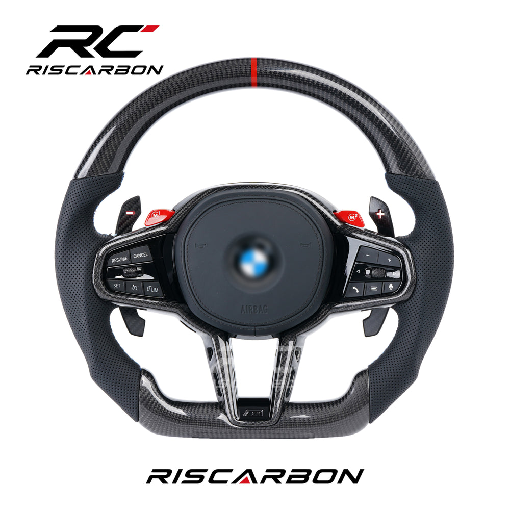 RISCARBON Carbon Automotive CS Carbon Fiber Steering Wheel for Car Fit for BMW G11 G30 G38 G40 G42 G12 G20 G21 G22 G01 G02 G06 G10 G80 G87