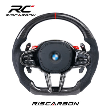 RISCARBON Carbon Automotive CS Carbon Fiber Steering Wheel for Car Fit for BMW G11 G30 G38 G40 G42 G12 G20 G21 G22 G01 G02 G06 G10 G80 G87