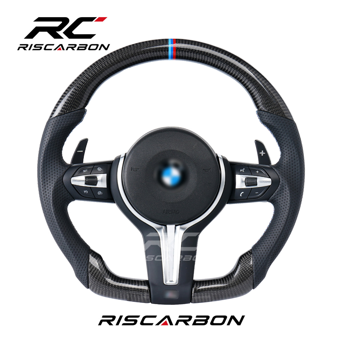 RISCARBON M Sports Carbon Fiber Leather Steering Wheel for BMW 3 5 Series F30 F32 F10 F20 F07 F01 F11F06 F13 F01 E90 M3 M4 M5 M6