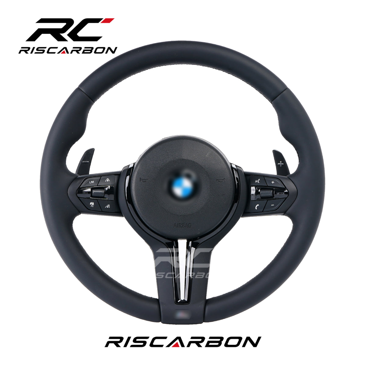 RISCARBON High Level Black Leather With ACC Vibration Steering Wheel for BMW F11 F07 F18 F06 F12 F13 F01 F02 F48 F10 F30 F34 F20 F21F12