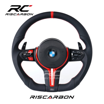 RISCARBON For Driving Leather Car Steering Wheel for BMW F01 F20 F30 F15 F16 F21 F22 F31 F32 F25 M3 M5