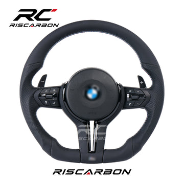 RISCARBON M-Sport Full Leather with ACC and Vibration Car Steering Wheel for BMW F30 F10 F21 F22 F15 F16 F45 F32 X1 X2 X3 X4 Model Plug and Play