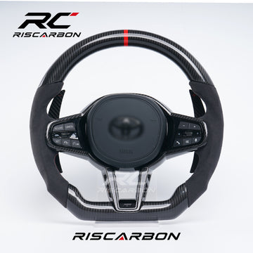 RISCARBON Car Steering Wheel for Toyota Hilux Innova Revo Hilux LC70 LC200 Supra Prado 2015-2022