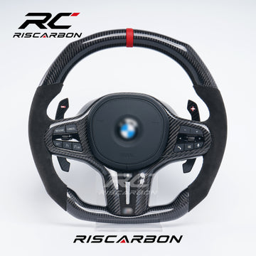 RISCARBON New Style Auto Carbon Fiber CS Steering Wheel Fit for BMW G Series G20 G80 G22 G82 G30 G31 G32 G11 G12 G10 G21 G80 G33 G16 G15