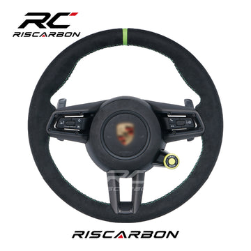 RISCARBON Sports Steering Wheel for Porsche 991 911 992 718 918 GT Panamera Cayenne Coupe Porsche 718 Cayman Microfiber Suede
