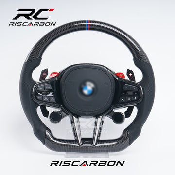 RISCARBON Carbon Fiber CS With Knob for Driving Mode Selection and One-button Start Steering Wheel for BMW G30 G20 G01 G02 G80 F90 G82 G16