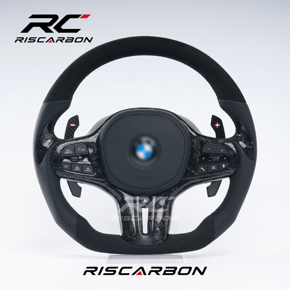 RISCARBON For BMW G30 G20 G01 G02 G05 G06 G07 M4 M5 F90 M8 X3 X4 X5 X6 F40 F44 F97 F98 F95 F96 G11 Forged Carbon Sport Steering Wheel