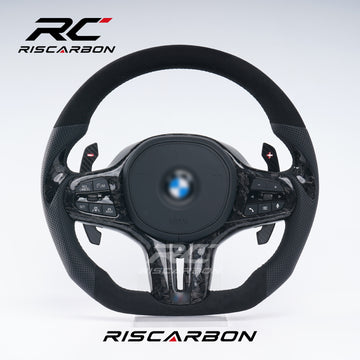 RISCARBON For BMW G30 G20 G01 G02 G05 G06 G07 M4 M5 F90 M8 X3 X4 X5 X6 F40 F44 F97 F98 F95 F96 G11 Forged Carbon Sport Steering Wheel