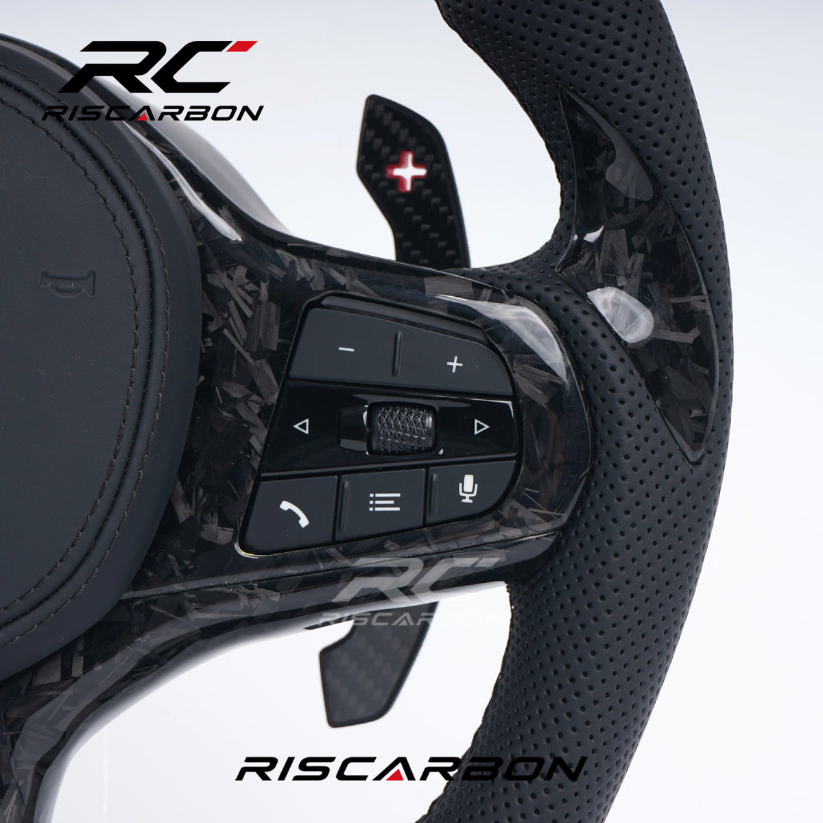 RISCARBON For BMW G30 G20 G01 G02 G05 G06 G07 M4 M5 F90 M8 X3 X4 X5 X6 F40 F44 F97 F98 F95 F96 G11 Forged Carbon Sport Steering Wheel