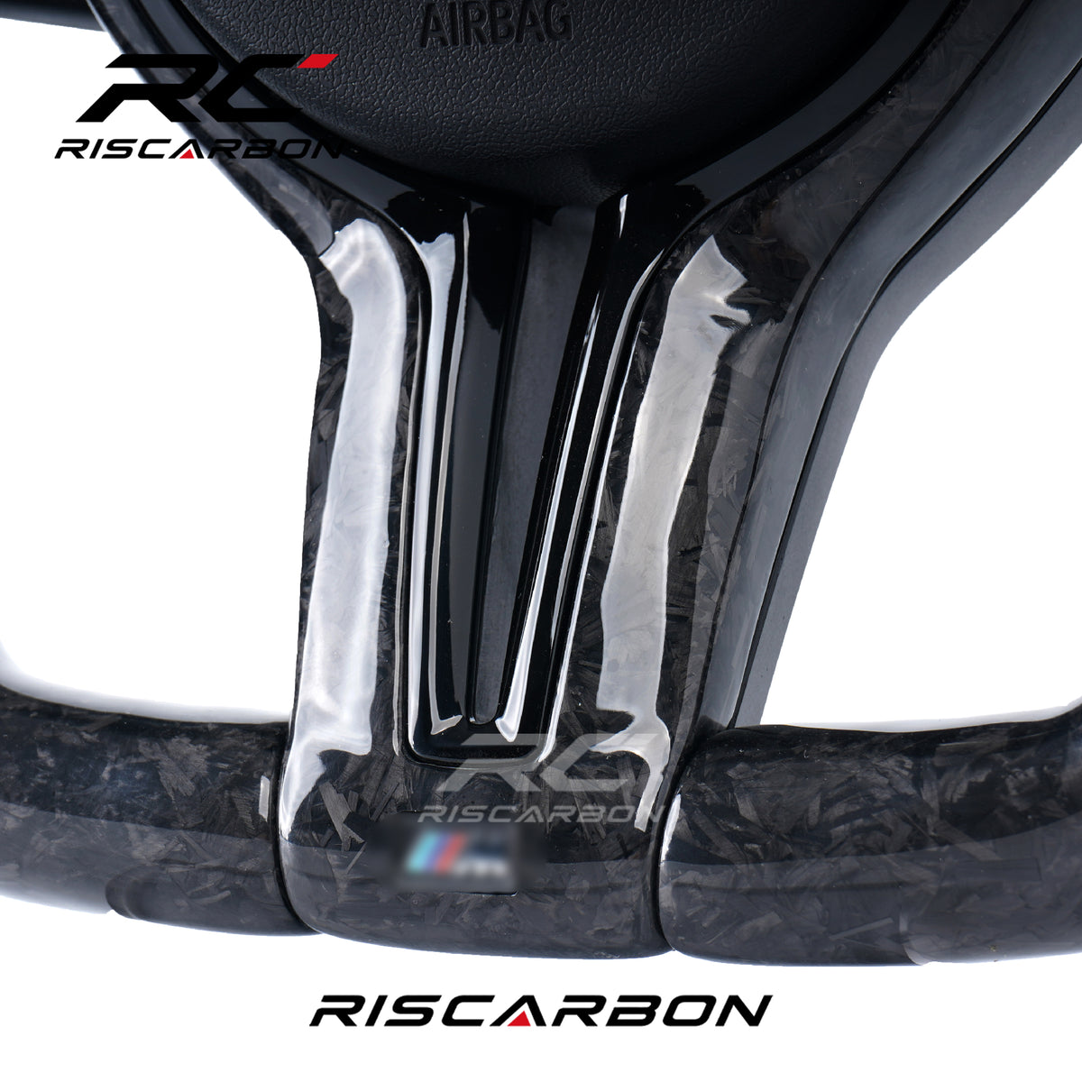 RISCARBON Forge Carbon Fiber Leather with White Stripe Steering Wheel for BMW F30 F10  F11 F15 F20 F21 F22  F16 F01 F31 F25 F15 Plug and Play