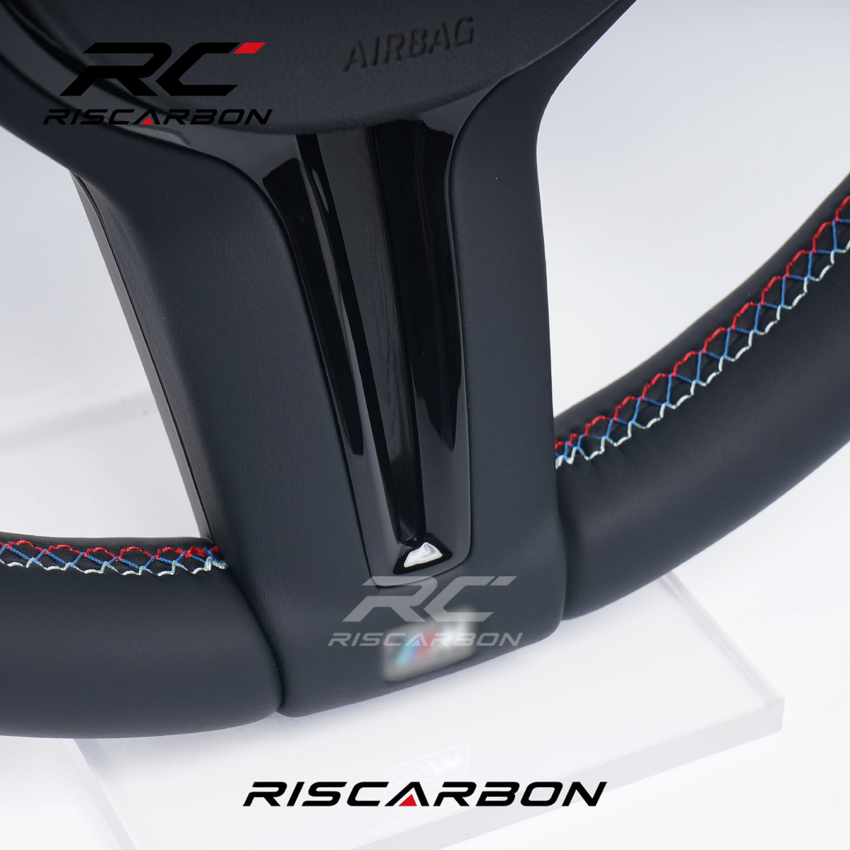 RISCARBON Factory Supply M-Sport Full Leather Sports Steering Wheel for BMW F30 F10 F21 F22 F15 F16 F45 F32 F33 E70 E90 X1 X2 X3 X5Models