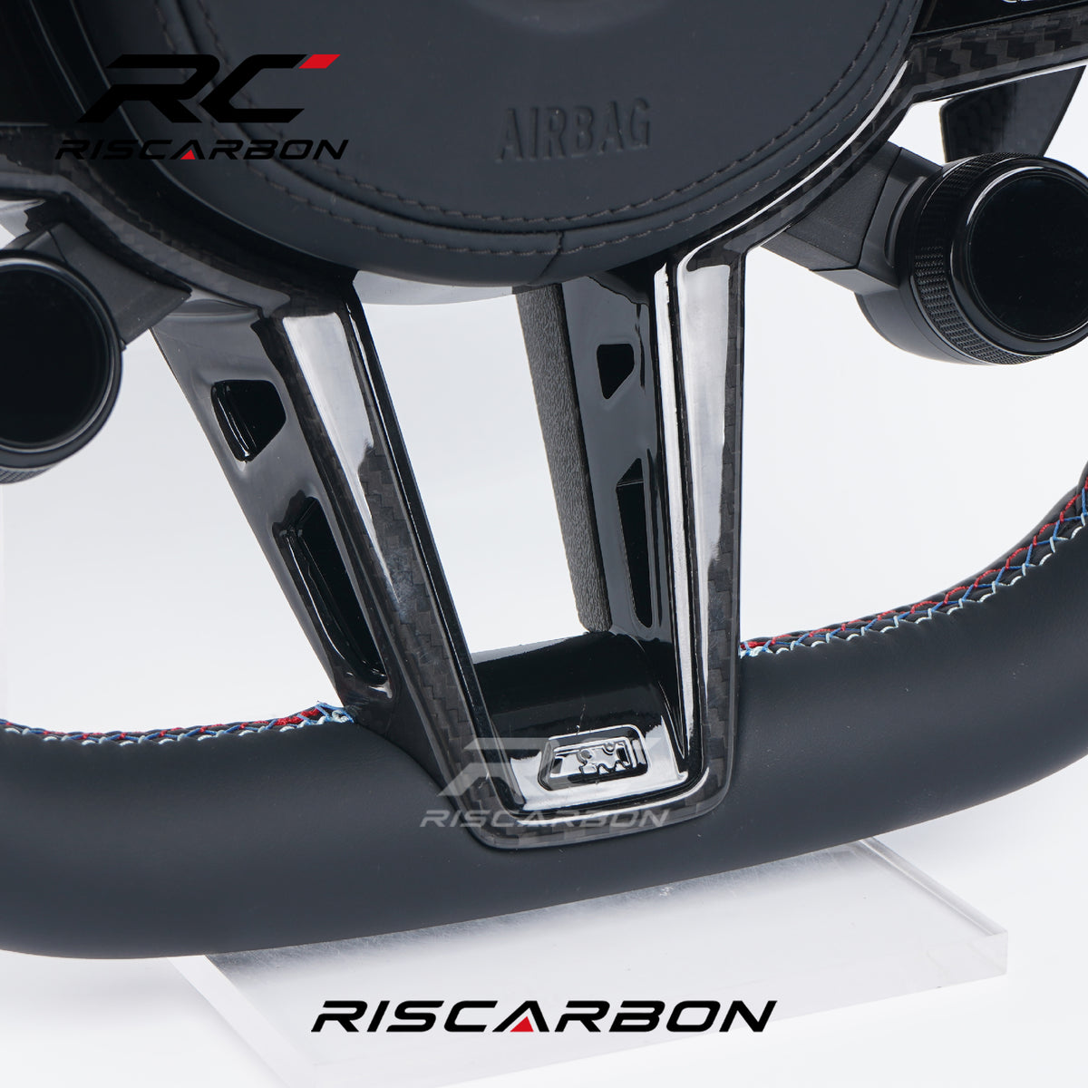 RISCARBON CS Multifunction Rotary Controller Leather Steering Wheel for BMW G30 G20 G11 G12 G13 G14 G05 G06 G30 G31 G02 G01 M Performance