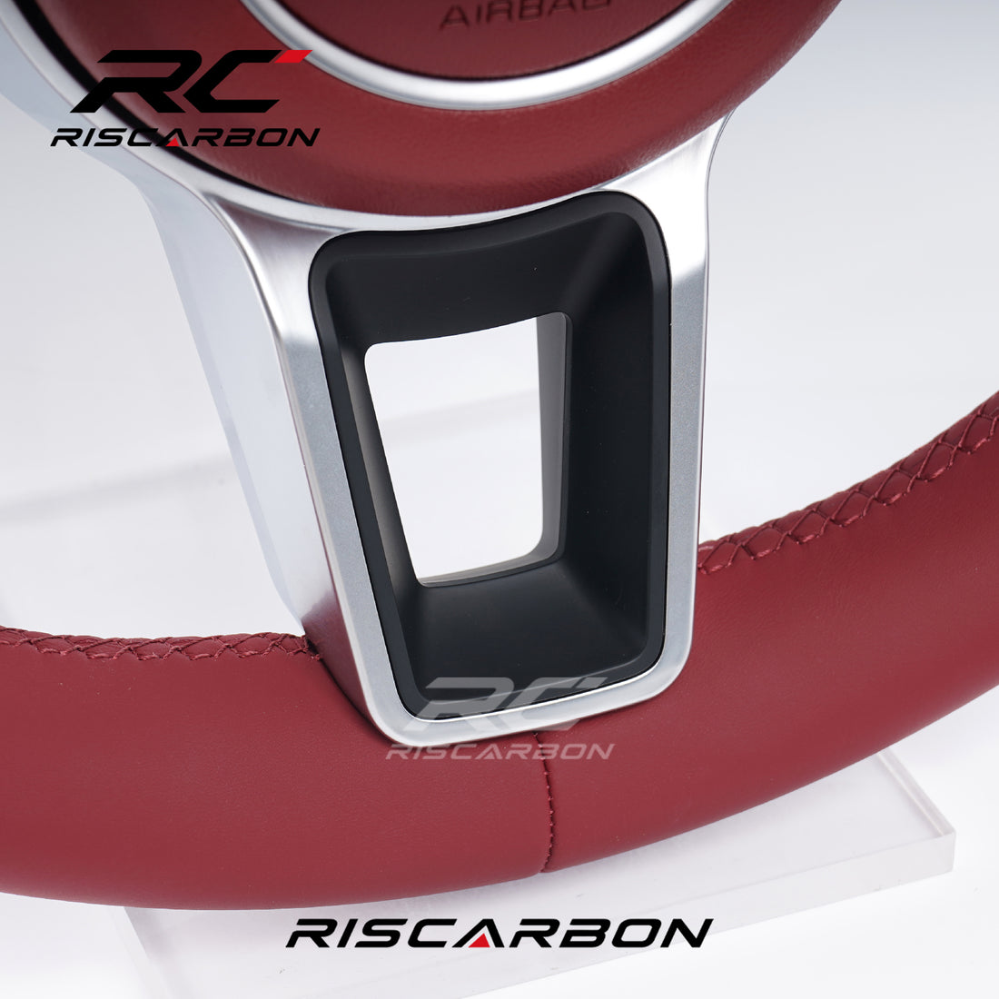 RISCARBON Red Leather Customized Direct Fit High Quality Sports Steering Wheel for Porsche CARRERA GT 991 911 992 Porsche Cayenne Coupe
