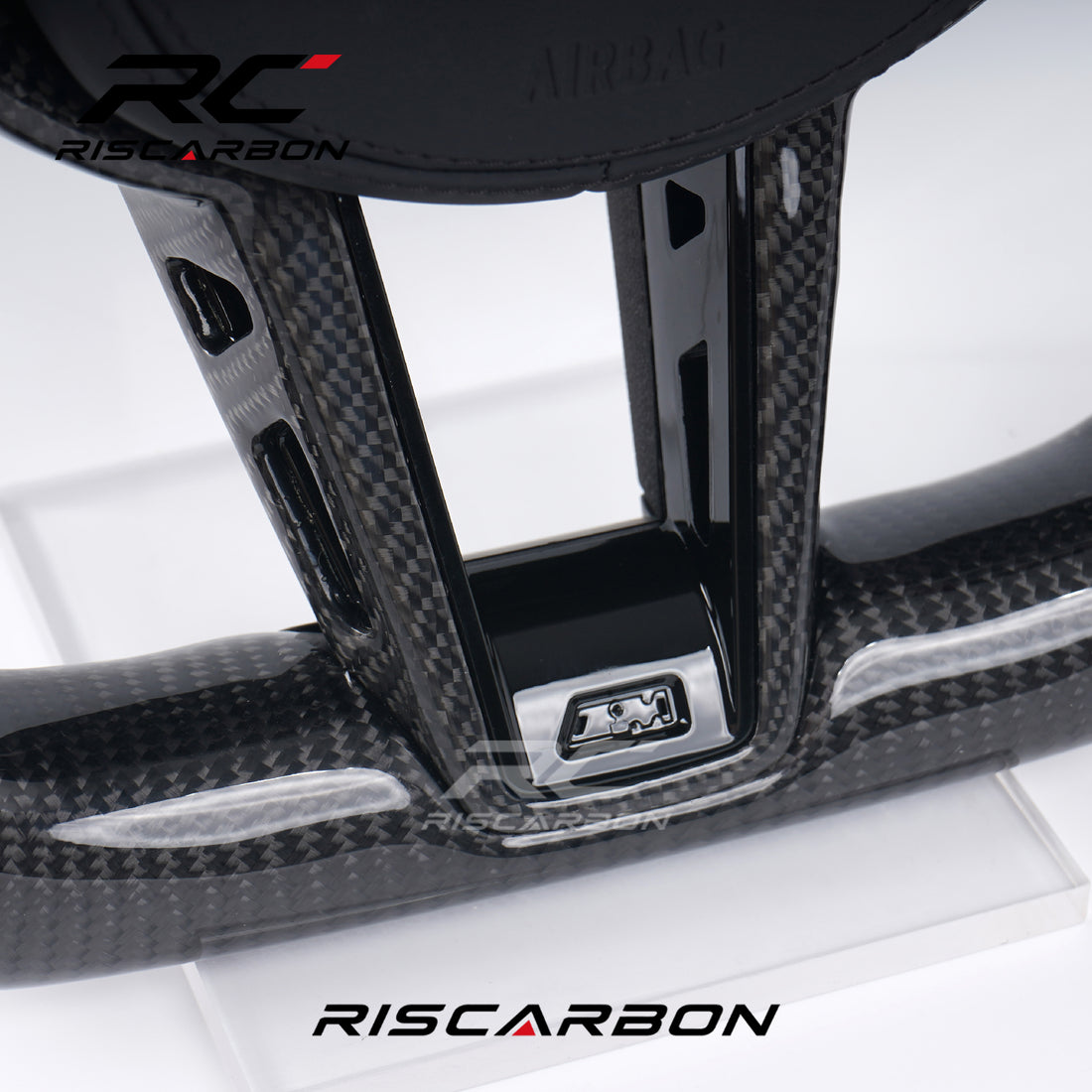 RISCARBON  CS Carbon Fiber LED Heating Vibration Red perforated leather Steering Wheel for BMW F10 F30 G30 G31 G32 X5 G01 G02 G87 M3 G80 M4 G42 G20 Modification