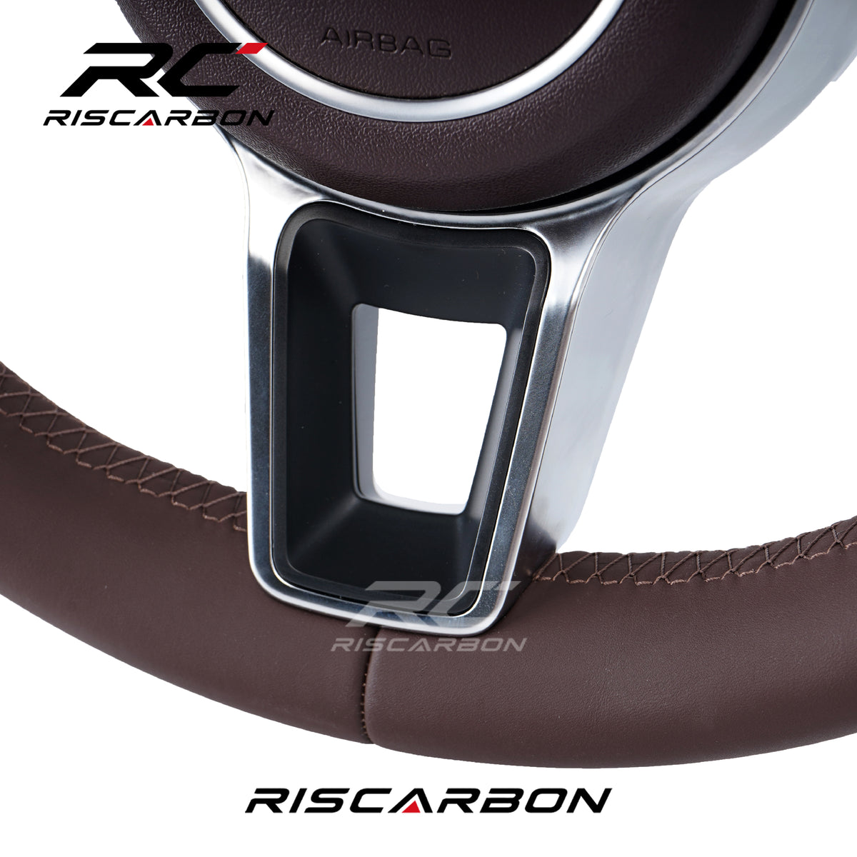 RISCARBON For Panamera Cayenne Macan Boxster Cayman 718 911 918 997 991 970 971 Marsala Red Leather Steering Wheel Compatible