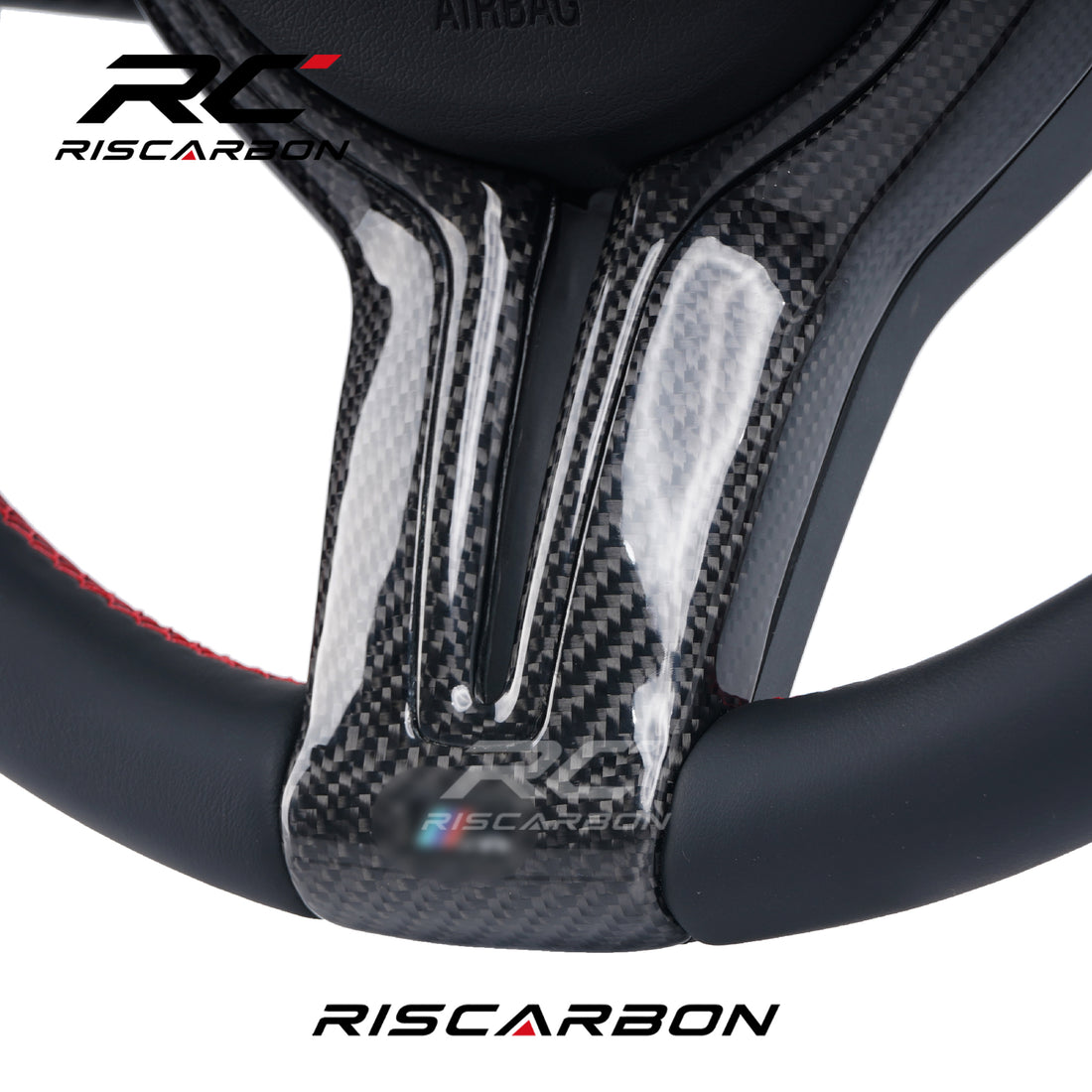 RISCARBON Real Round Carbon Fiber Leather Car Steering Wheel for BMW X1 X2 F30 F10 F21 F22 F15 F16 F45 F32 F33 F01 F02 F11 M3 M5 Plug and Play