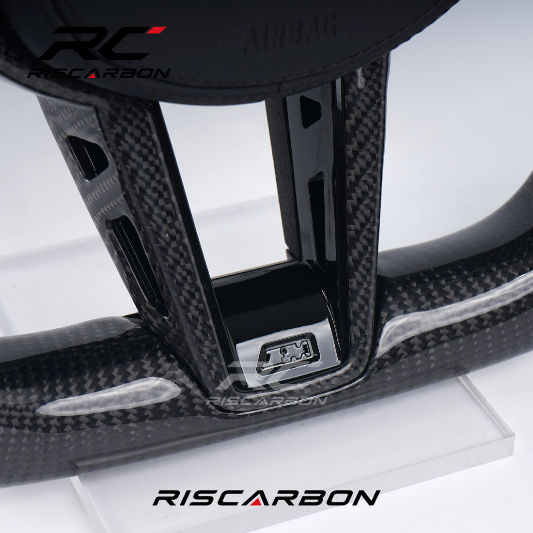 RISCARBON Real Carbon Fiber Leather CS Car Steering Wheel for BMW G21 G22 G23 G20 G28 G30 G01 G02 G08 G31 G38 G01 G05 X3 X4 X5 with Blue Stripe
