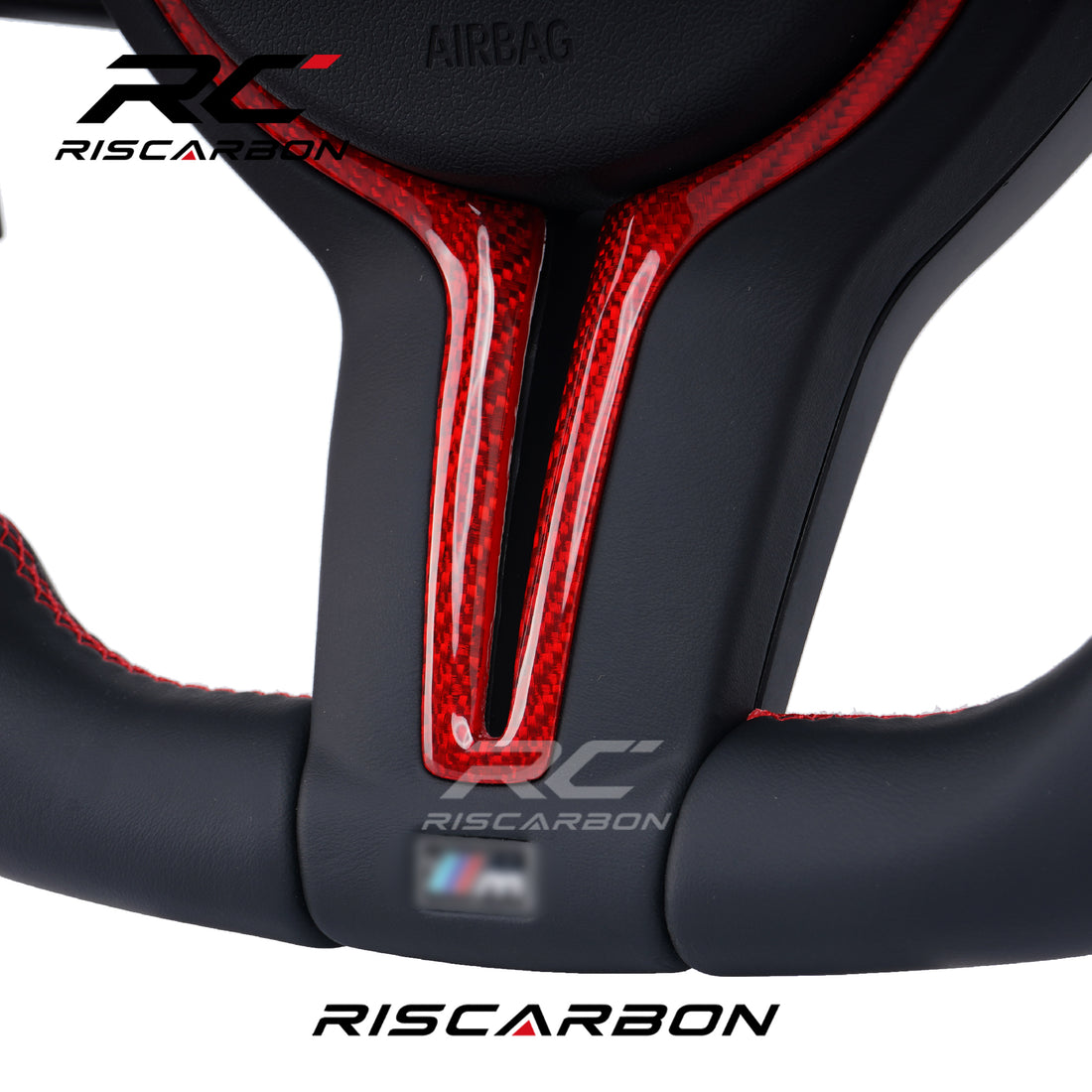 RISCARBON Car High Quality Accept OEM Steering Wheel for BMW F20 F22 F25 F30 F10 F15 F21 F40 M3 M4 M5 Red Leather Plug and Play M-Sport