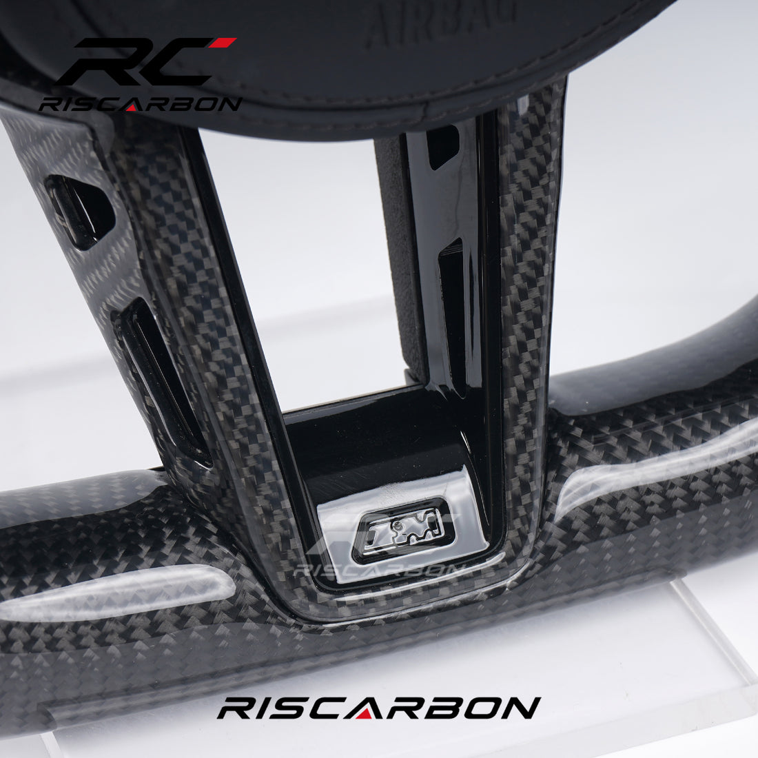 RISCARBON Flat Bottom Carbon Fiber Leather Car Steering Wheel for BMW  G01 G02 G08  G21 G22 G23 G20 G28 G30 G31 G38 X3 X4 X5 X6with LED