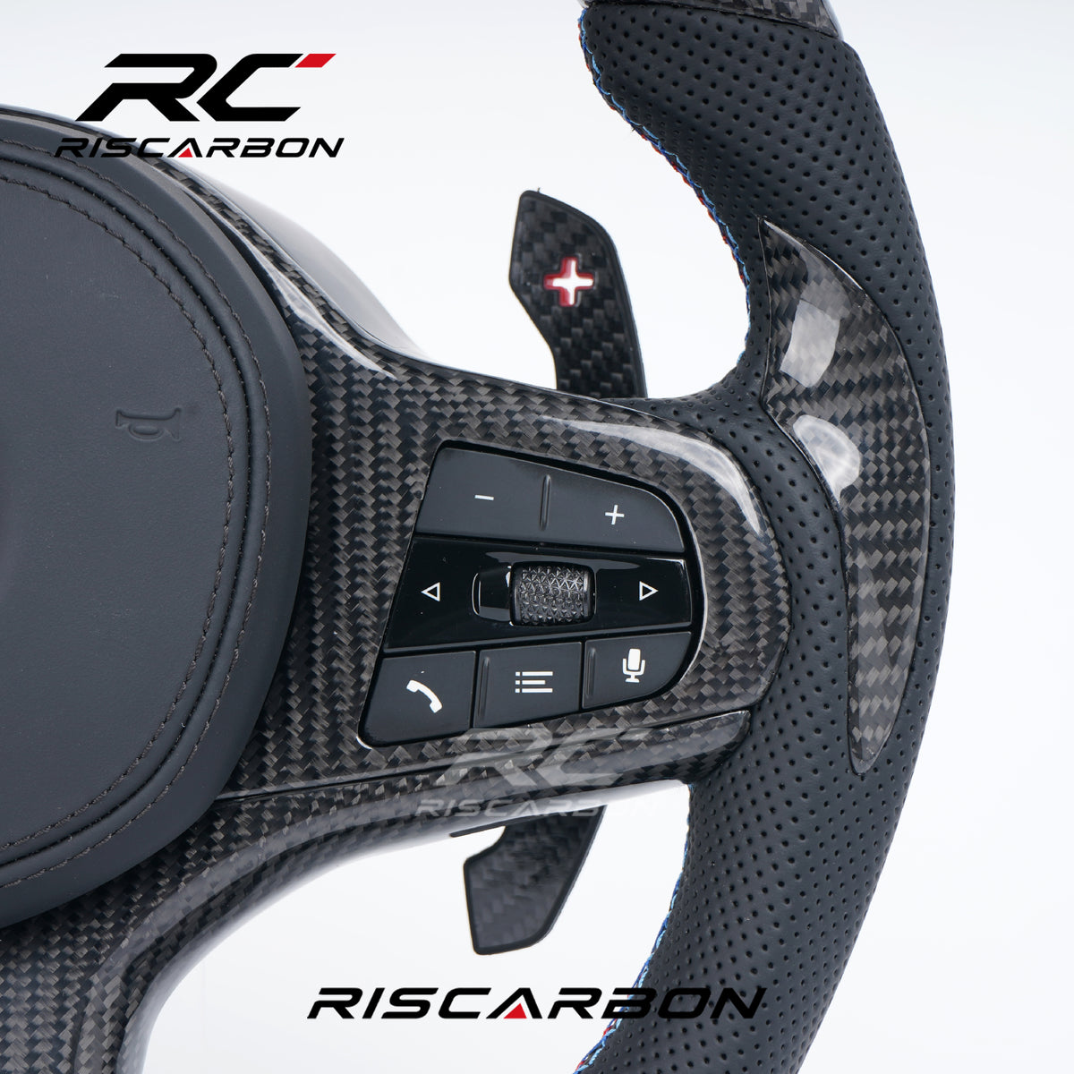 RISCARBON Flat Bottom Real Carbon Fiber Steering Wheel for BMW G21 G22 G23 G20 G30 G01 G02 G08 G31 G38 G01 G05 X3 X4 X5 Plug and Play