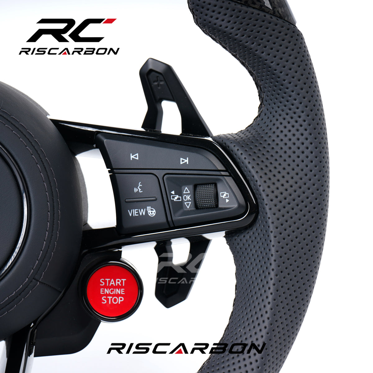 RISCARBON Factory Supply Carbon Fiber Leather Steering Wheel for VW Accessories VW Golf 5 6 7 R MK5 MK6 MK7 MK7.5 Gti Polo Passat Tiguan