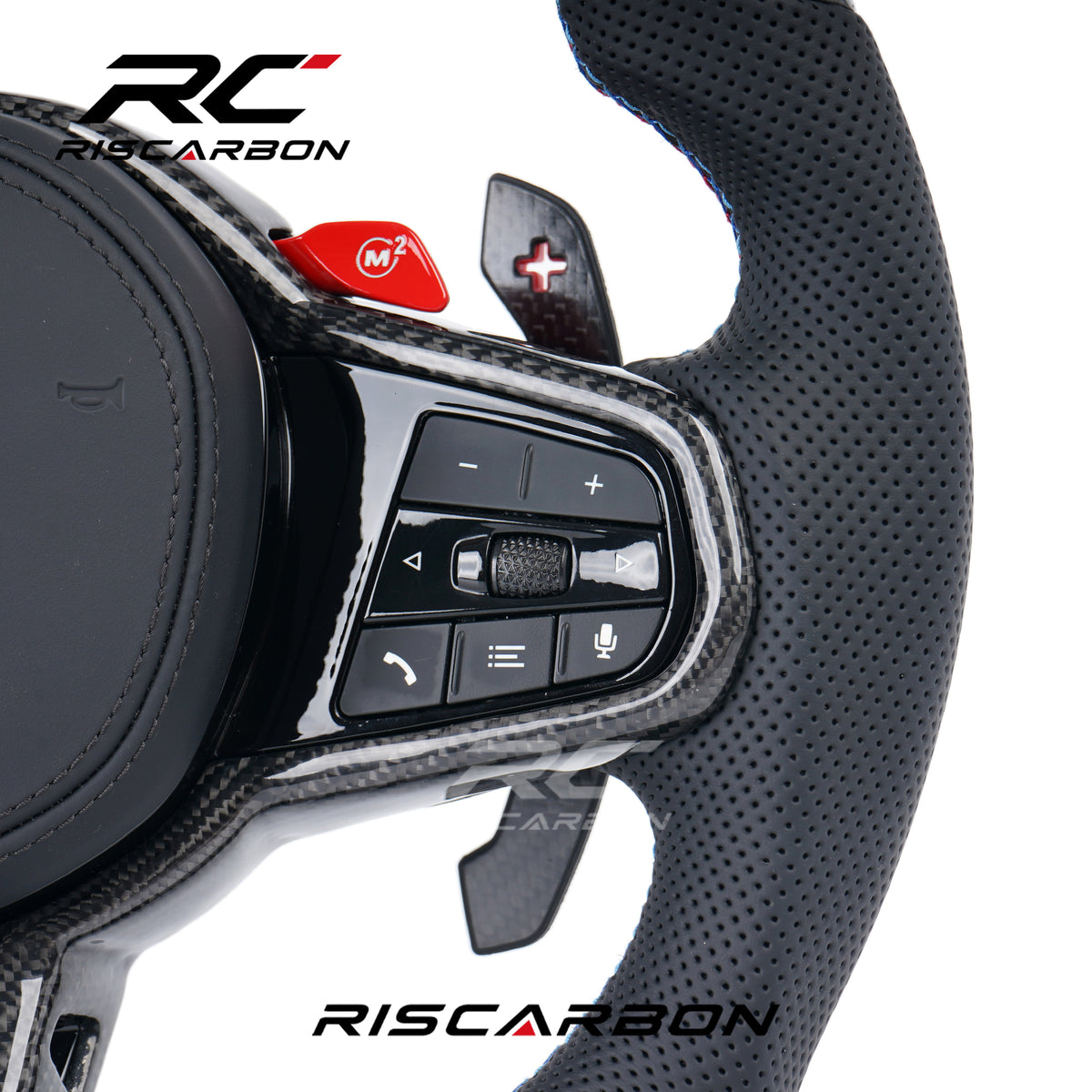 RISCARBON Carbon Automotive CS Carbon Fiber Steering Wheel for Car Fit for BMW G11 G30 G38 G40 G42 G12 G20 G21 G22 G01 G02 G06 G10 G80 G87
