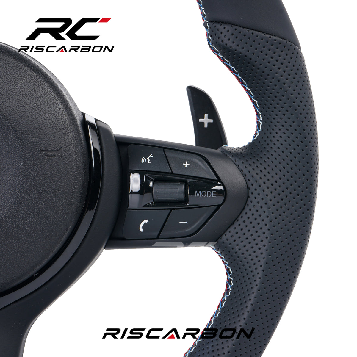 RISCARBON M-Sport Full Leather with ACC and Vibration Car Steering Wheel for BMW F30 F10 F21 F22 F15 F16 F45 F32 X1 X2 X3 X4 Model Plug and Play