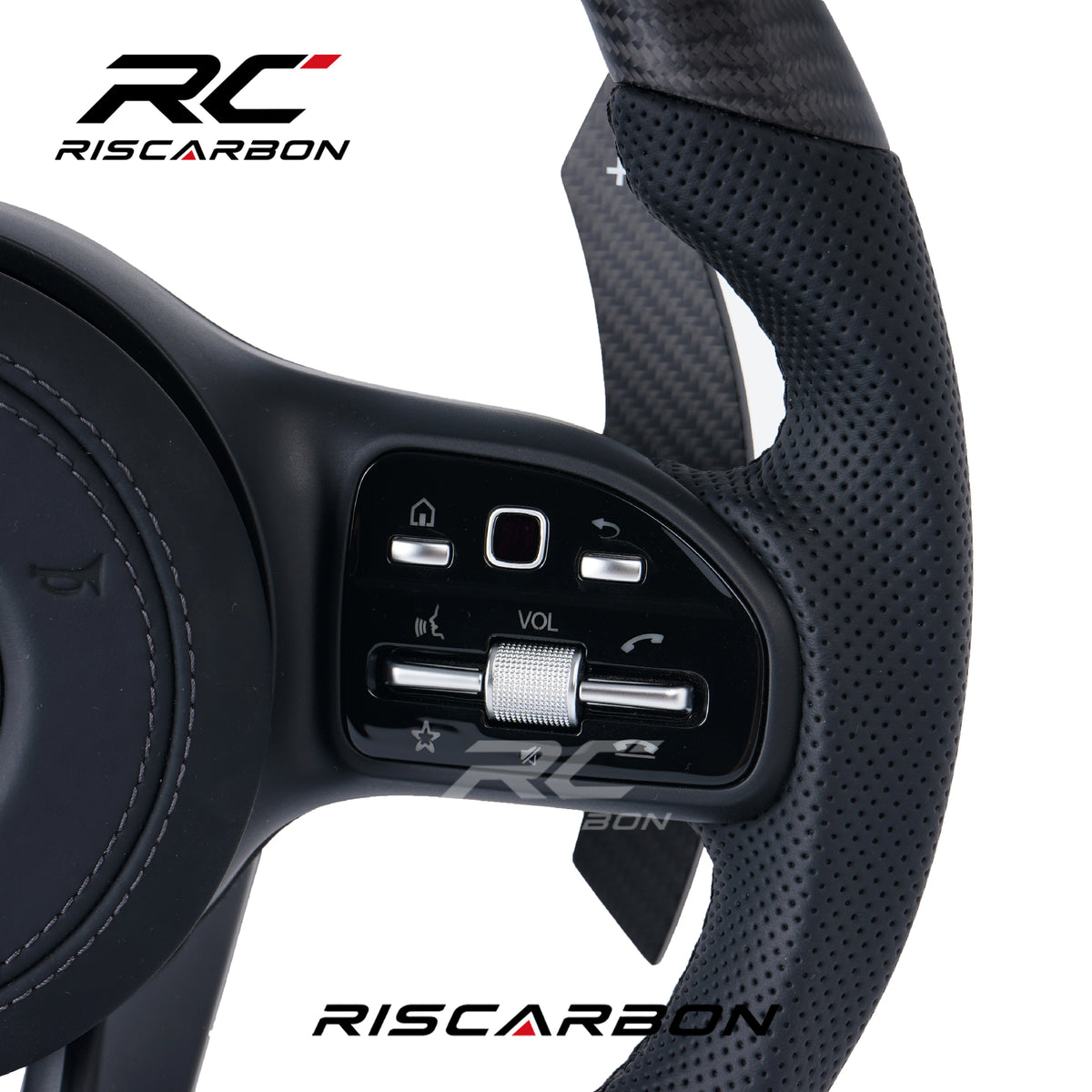 RISCARBON Matte Carbon Fiber Car Steering Wheel for Mercedes-Benz W204 W205 W207 W211 W212 W213 W221 W222 AMGC E S G-Class Direct Fit