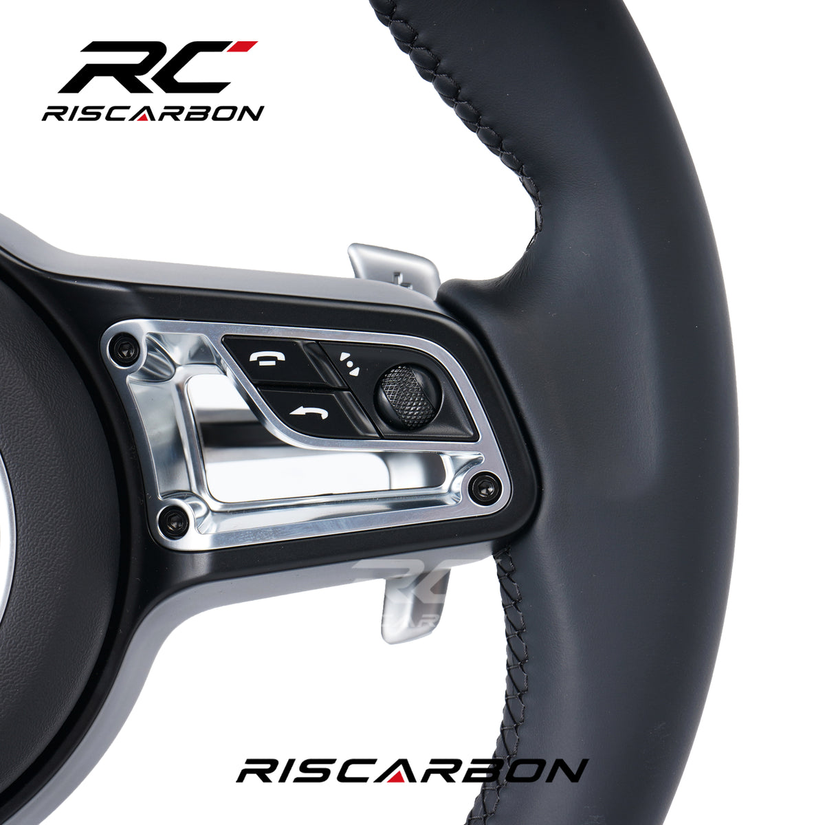 RISCARBON Car Custom High Quality Leather Steering Wheel for Porsche Panamera Macan Cayenne Cayman 911 718 987 970 958 997