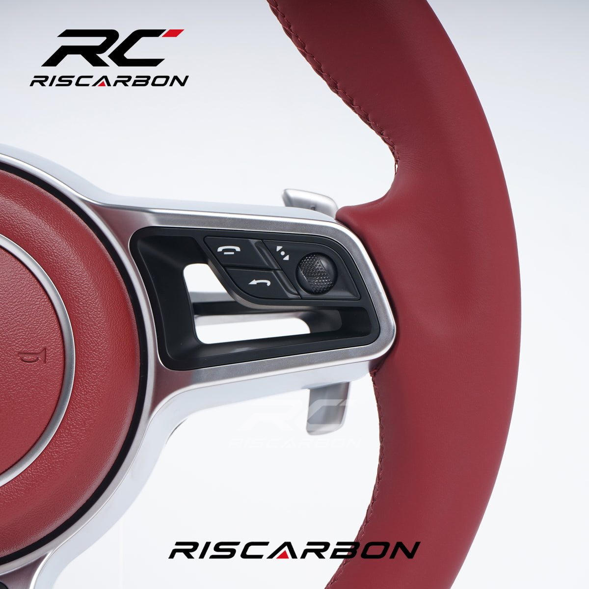 RISCARBON Red Leather Customized Direct Fit High Quality Sports Steering Wheel for Porsche CARRERA GT 991 911 992 Porsche Cayenne Coupe