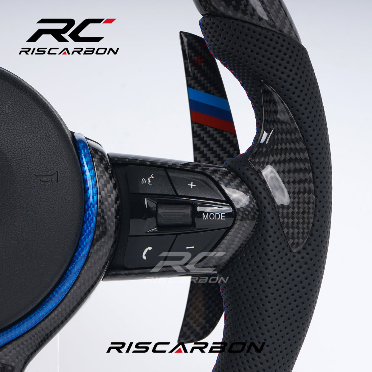 RISCARBON Customized Carbon Fiber Leather Car Steering Wheel for BMW X1X2 X3 F30 F10 F11 F12 F15 F20 F21 F22 F16 F01 F31 F25 F15 F02 with LED